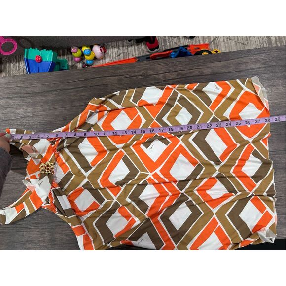 Trina Turk Geometric Halter Tunic Sleeve Cover Up Top Multicolor Size Small - Picture 8 of 9